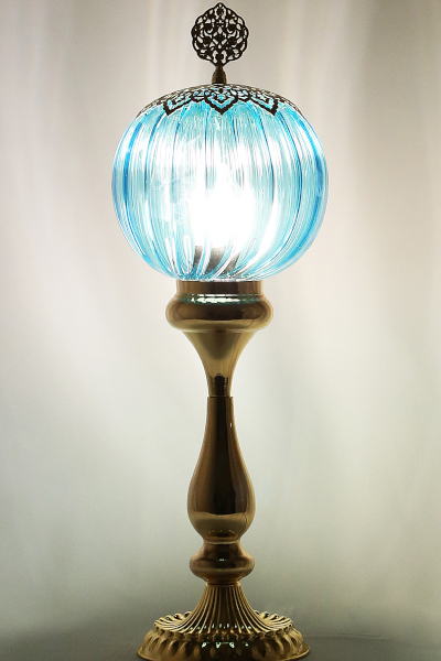Pyrex Glass Gold Design Tall Table Lamp
